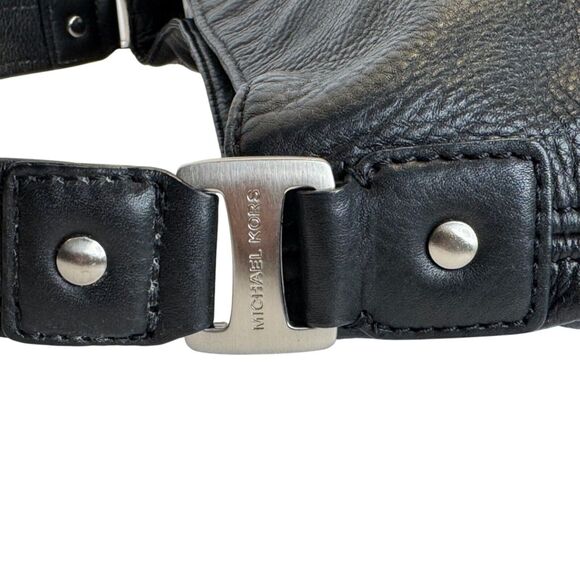 Michael Kors Black Pebbled Leather Shoulder Bag Hobo with Silver Hardware - Picture 8 of 13